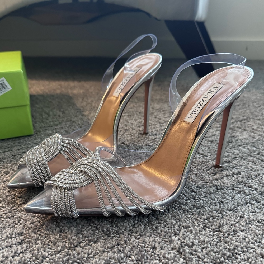 Aquazzura Gatsby Embellished Slingback Sandals - 41